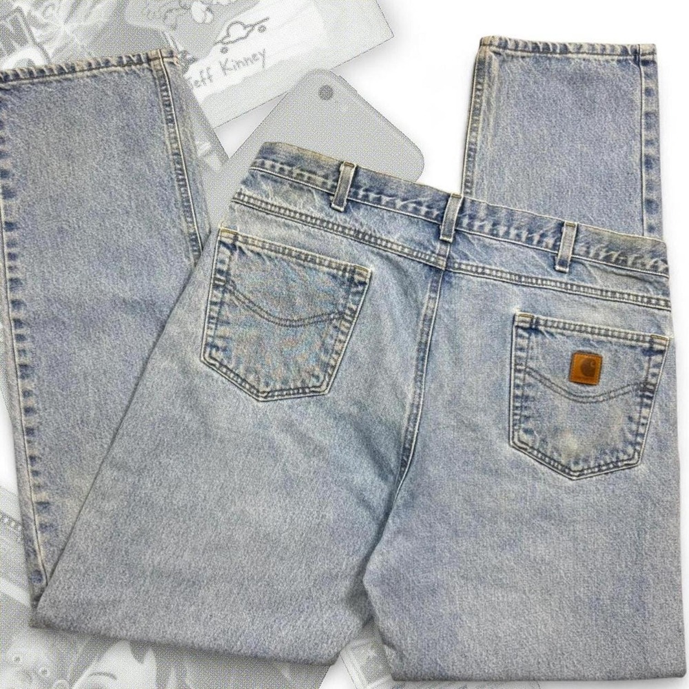 Vintage 90’s Light Blue Leather Tab Carhartt Relaxed Straight Denim Jeans